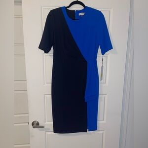 Calvin Klein Blue Short Sleeve Workwear Dress Size 8 NWT